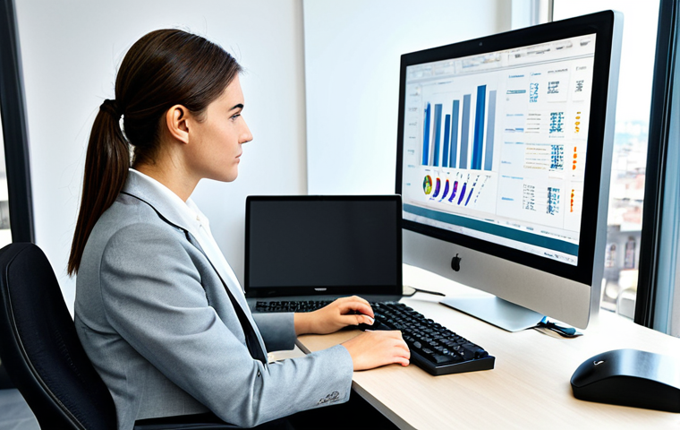 세그먼트 분석에서의 실질적 데이터 활용 - Business Professional**
"A professional marketing analyst, fully clothed in a modest blazer and dre...
